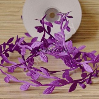 Лента декоративная "Листочки" 2 см (фиолетовый) 1 м