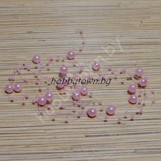 Бусины на леске 3/8мм (длина 1,35 метра) цв. св-розовый