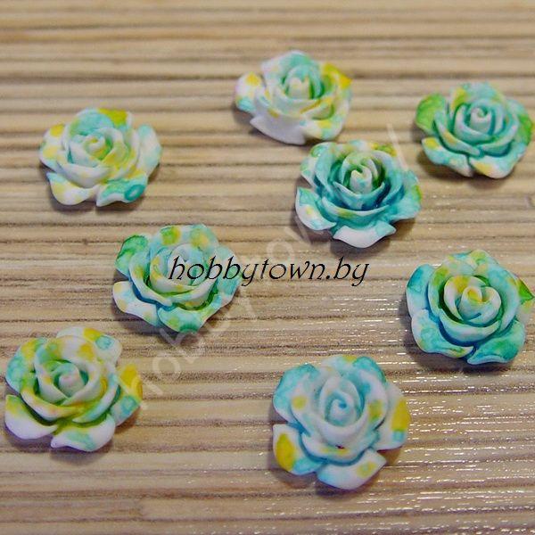 Кабошон "Розочка разноцветная" 15 мм (цв.голубой) — изображение 2