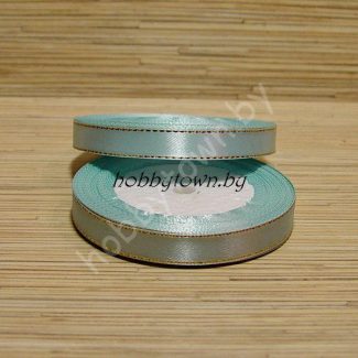 Лента атласная с золотым люрексом 1,2 см (цв.голубой)