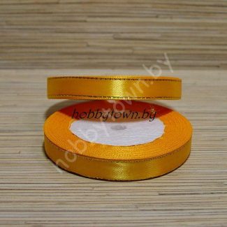 Лента атласная с люрексом 1,2 см (цв.св.-оранжевый)