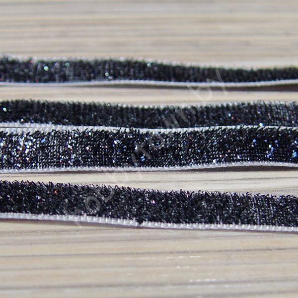 Лента бархатная с люрексом 1см (цв.тёмное серебро) 1 метр — изображение 2