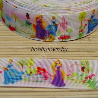 Лента репсовая 2,5 см (рисунки из мультфильмов) 1 м