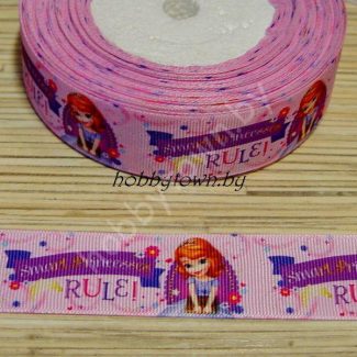 Лента репсовая 2,5 см (рисунки из мультфильмов) 1 м