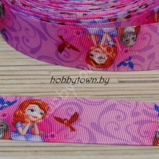 Лента репсовая 2,5см (рисунки из мультфильмов) остаток 1 м 50 см