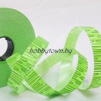 Лента декоративная бумажная 2см (зелёный с рисунком) 1 м
