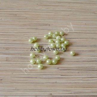 Бусины круглые перламутр 8мм (10 шт) (цв. салатовый)