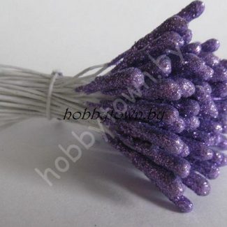 Тычинки с блёстками большие (фиолетовые), 10 шт