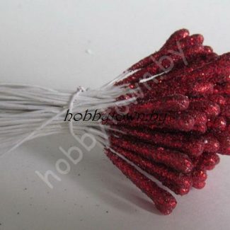 Тычинки с блёстками большие (красные), 10 шт
