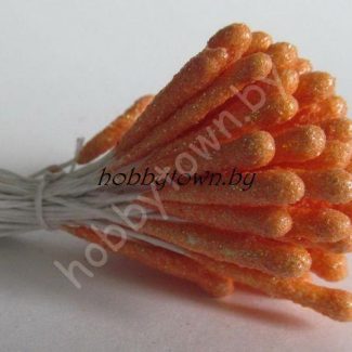 Тычинки с блёстками большие (оранжевые), 10 шт
