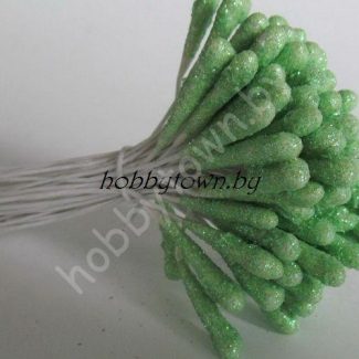 Тычинки с блёстками большие (салатовые), 10 шт