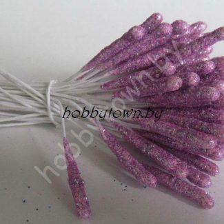 Тычинки с блёстками большие (сиреневые), 10 шт