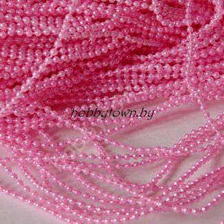 Бусины 3 мм на нитке под жемчуг (цв. розовый) 1 метр