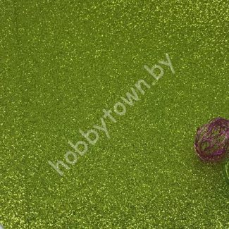 Фоамиран глиттерный (2мм) салатовый