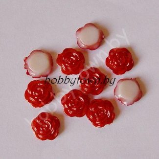 Кабошон "Розочка" перламутровый 14мм (розовый, красный) 10 шт.