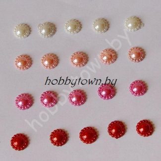 Кабошон "Цветочек" перламутровый 12мм (персиковый,кремовый, розовый, красный) 10 шт.