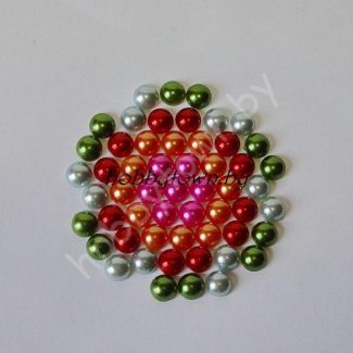Полубусины-жемчуг 10мм (т.-зелёный, т.-малиновый, оранжевый, красный, серо-голубой) 10 шт.