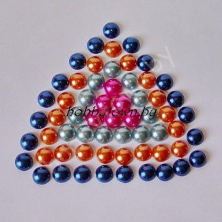 Полубусины-жемчуг 12мм (т.-малиновый, оранжевый, синий, голубой) 10 шт.