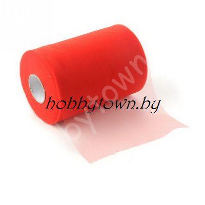 Фатин средней жёсткости, ширина 15 см, отрез 1 метр, цв. красный