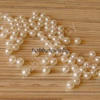 Бусины акриловые, имитация жемчуга, 6мм (цв.кремовый) 50 шт.