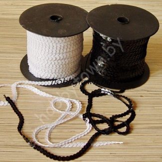 Пайетки на нитях 6 мм (цв. белый, чёрный)