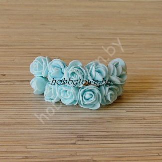 Букетик роз, 12 головок, диам.-20 мм, цв.светло-голубой