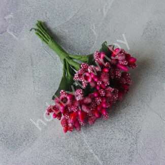 Букетик из сборных тычинок с сахарными вставками 12 шт./букет (цв. фуксия)