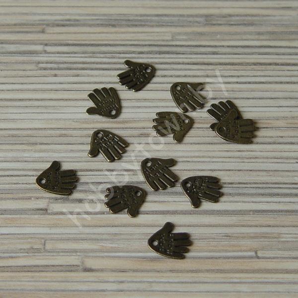 Подвеска металлическая 12x10mm Ладошка ( цв.латунь) 1шт.