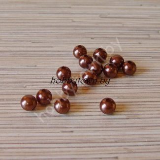 Бусины пластиковые перламутр 10 мм (коричневый) 10 шт.