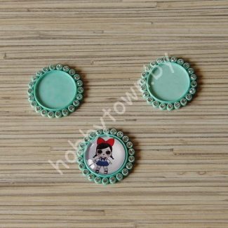 Крышечка-серединка со стразами (цв. аквамарин) 1шт.