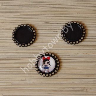 Крышечка-серединка со стразами (цв. чёрный) 1шт.