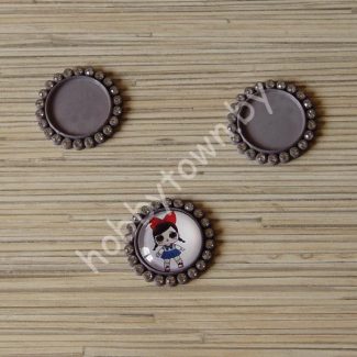 Крышечка-серединка со стразами (цв. тёмно-серый) 1шт.