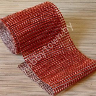 Лента имитация страз, ширина 12 см/25 см (цв. красный)