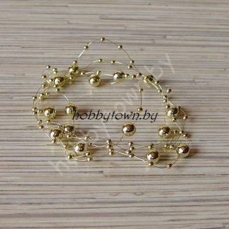 Бусины на леске 3/8мм (длина 1,20 метра) цв. золотой металлик