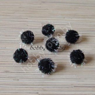 Помпоны с люрексом 2см, (цв. чёрный) 1 шт.
