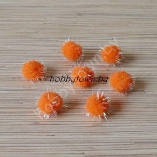Помпоны с люрексом 2см, (цв. оранжевый) 1 шт.
