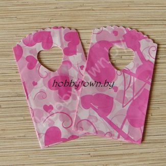 Пакет упаковочный с розовыми сердечками 1шт.