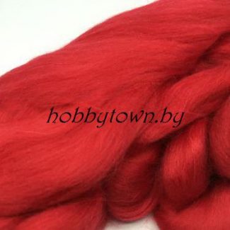 Шерсть для валяния полутонкая однотонная (цв. 046 красный)