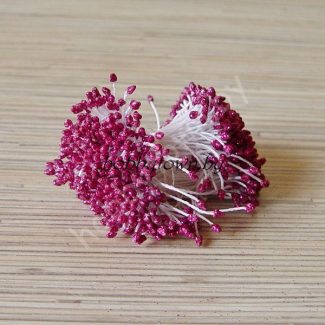 Тычинки 2 мм, с блёстками 50 нитей (100 головок) (цв. малиновый)