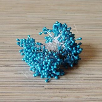 Тычинки 3 мм, глянцевые 50 нитей (100 головок) (цв. бирюзовый)