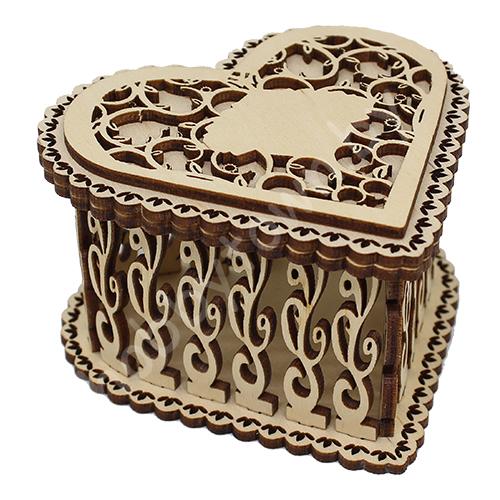 Деревянная заготовка шкатулка фигурная "Сердечко" 10x10x6 см