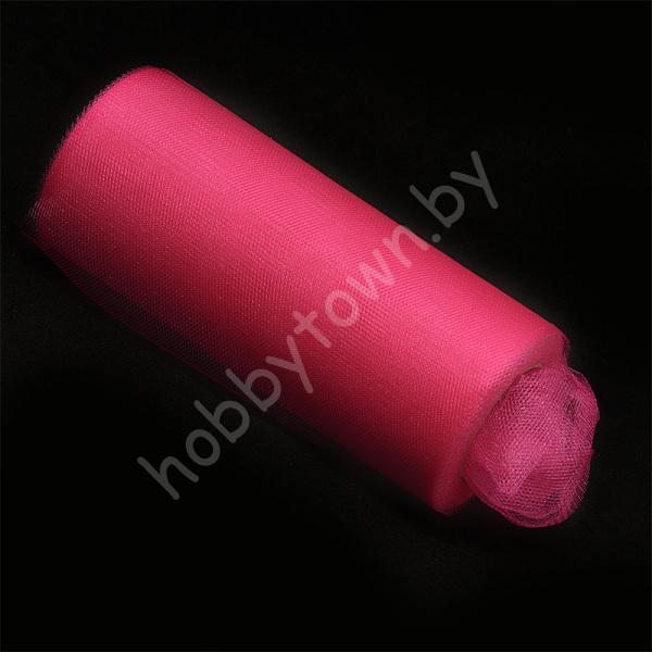 Фатин средней жёсткости, блестящий, ширина 15 см, отрез 1 метр, цв. фуксия