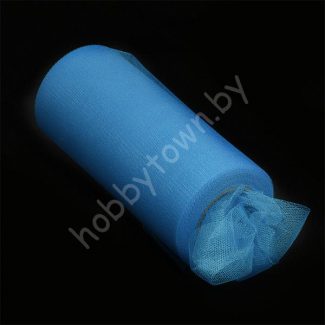 Фатин средней жёсткости, блестящий, ширина 15 см, отрез 1 метр, цв. синий