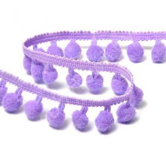 Тесьма с помпонами, шир.20мм (цв.021 сиреневый) отрез 1 м