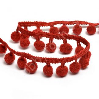 Тесьма с помпонами, шир.20мм (цв.033 бордовый) отрез 1 м