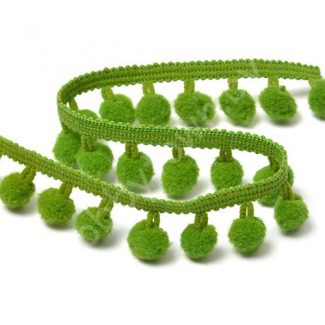 Тесьма с помпонами, шир.20мм (цв.061 травяной) отрез 1 м