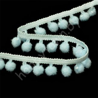 Тесьма с помпонами, шир.20мм (цв.103 голубой) отрез 1 м