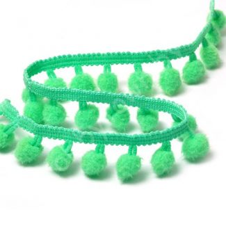 Тесьма с помпонами, шир.20мм (цв.138 аквамариновый) отрез 1 м