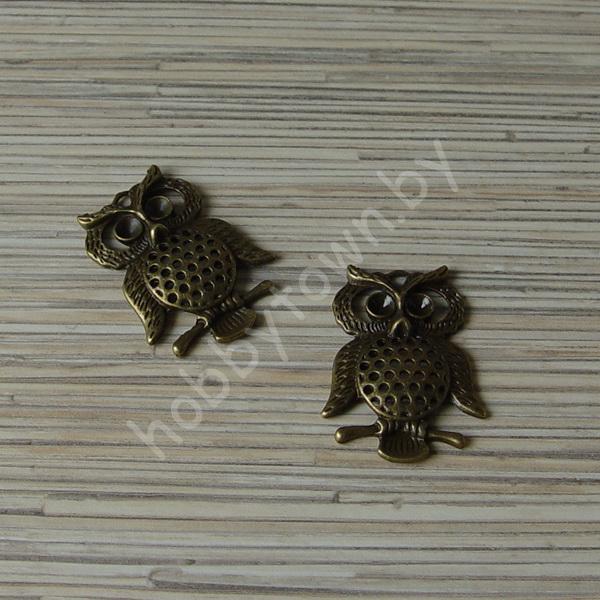 Подвеска металлическая Сова 32x43 мм 1шт.