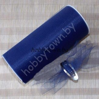 Фатин средней жёсткости, ширина 22 см, отрез 1 метр, цв. т.-синий